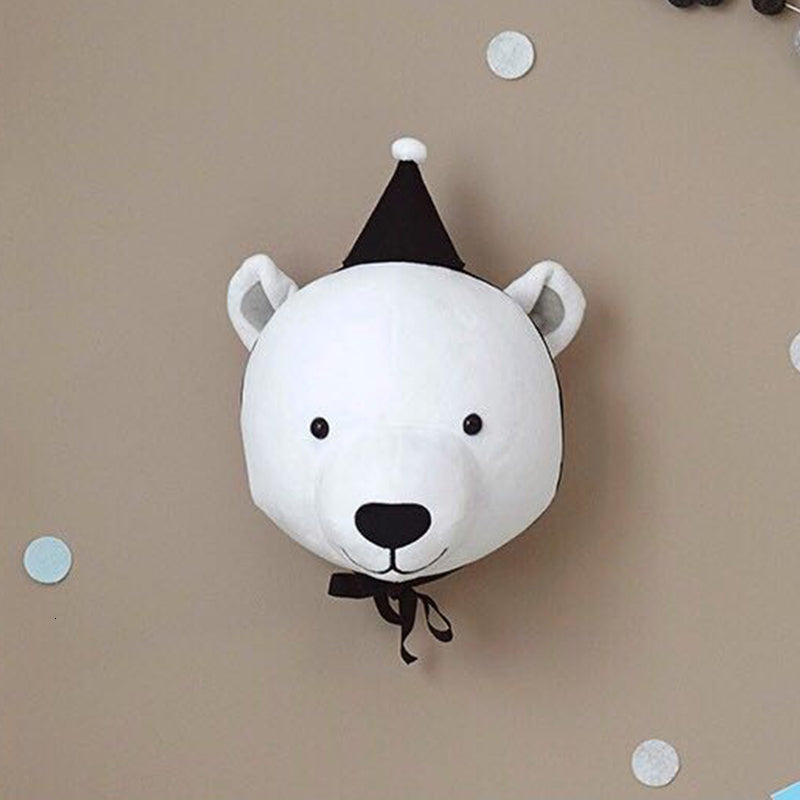 Tête d’animal murale en peluche, ours polaire