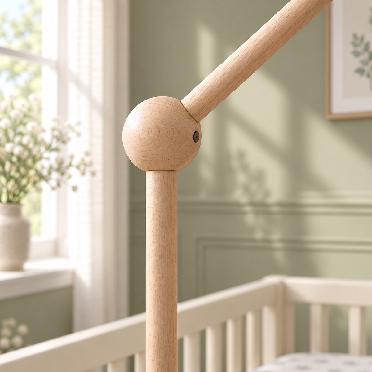 Nieuwe ronde klemhouder voor mobiel aan babybedje
