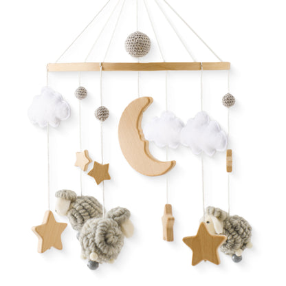 Mobile bébé moutons et lune, gris