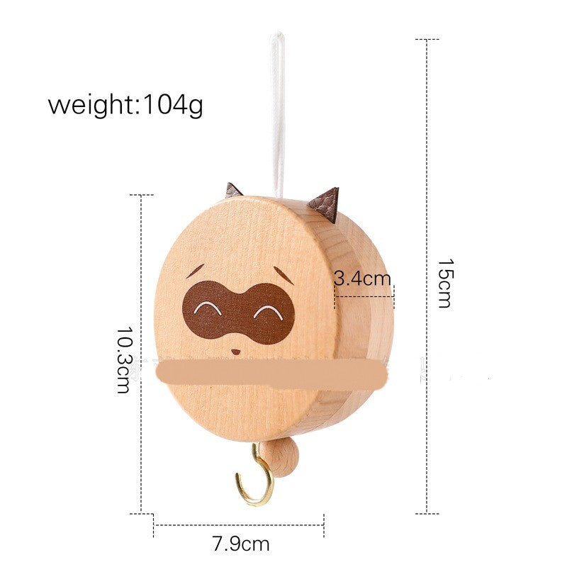 Boîte à musique pour mobile bébé, raton laveur en bois