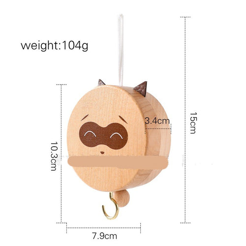 Boîte à musique pour mobile bébé, raton laveur en bois