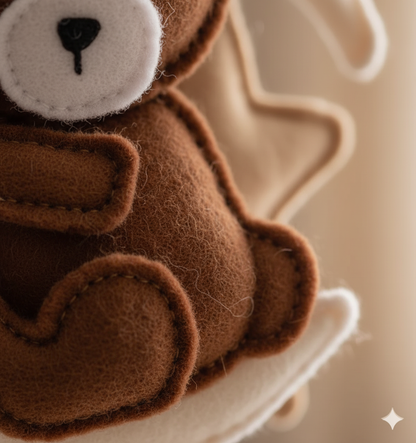Mobile bébé “Ourson Céleste” en bois et coton naturel