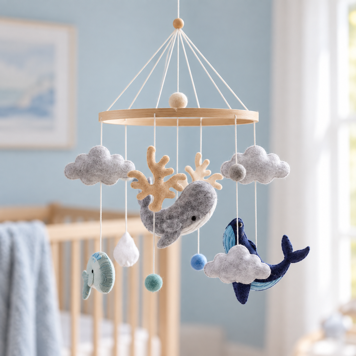 Mobile baleine bleue