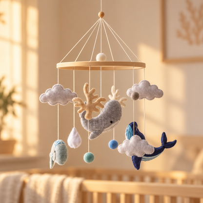 Mobile baleine bleue