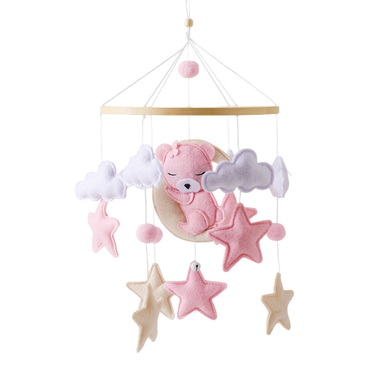 Mobile bébé ourson rose et lune