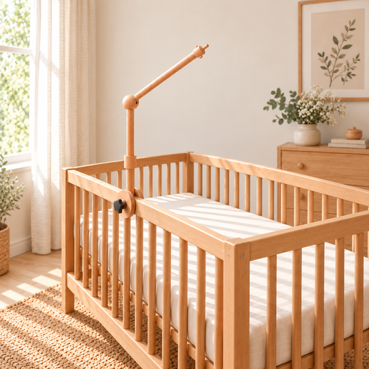 Support de mobile bébé en bois, pince ronde – ambiance chambre bébé Doux Cocon