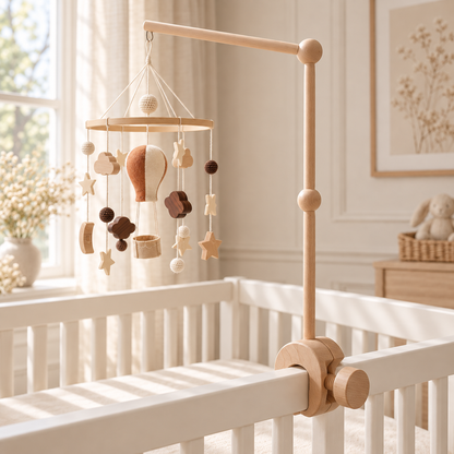 Nieuwe ronde klemhouder voor mobiel aan babybedje