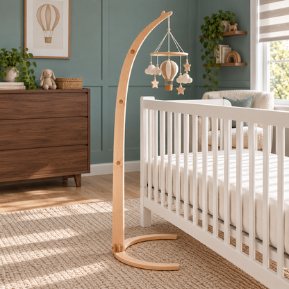 Gebogen mobielhouder met voet voor babybed