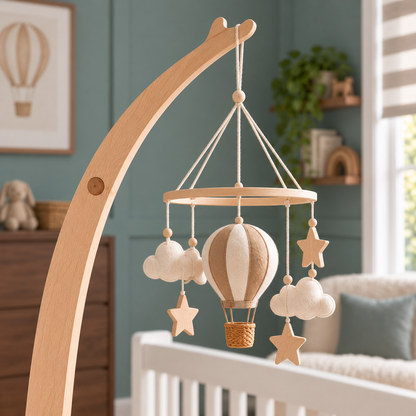 Gebogen mobielhouder met voet voor babybed