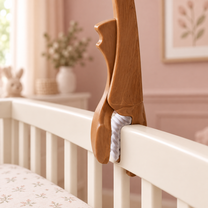 Houten mobielhouder voor babybedje
